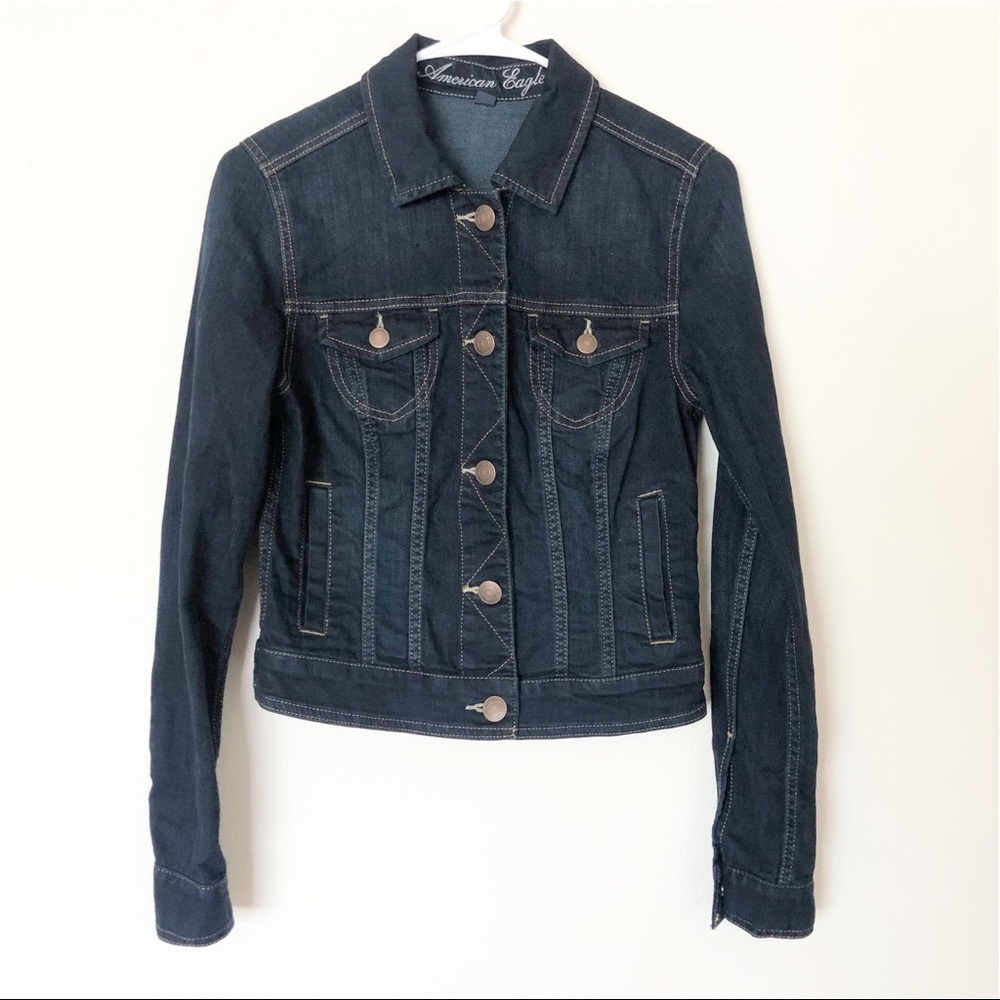American Eagle Dark Blue Jean Jacket - Picture 1 of 5